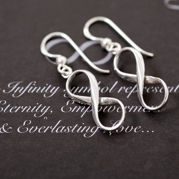 Infinity Sterling Silver Drop Earrings, Eternity Earrings, Infinity Drop Earrings, Everlasting Love Earrings