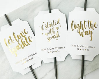 Personalised Ticket Wedding Sparkler Tag, Personalised Card for Sparkler, Wedding Favour Sparkler, Sparkler Card, Sparkler Tag