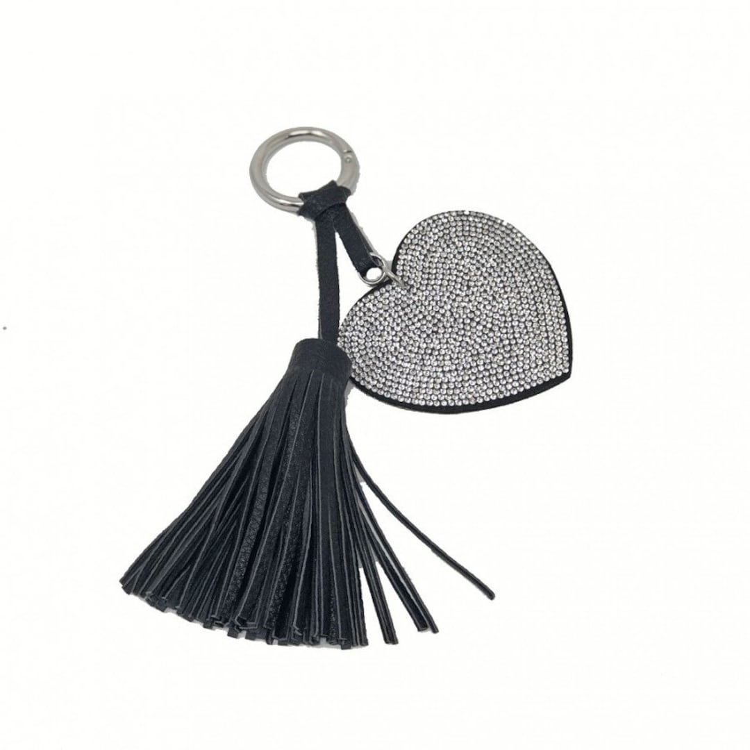 Sparkly Heart and Tassel Key Ring Handbag Charm Gift for Etsy