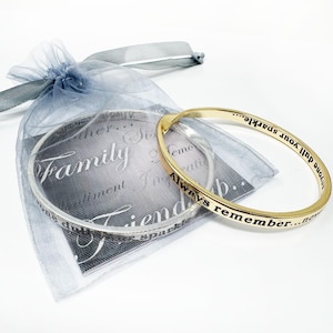 Bracelet jonc à message en plaqué argent : bracelet citation inspirante, scintillement terne