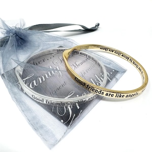 天使のインスピレーションと感傷的な引用文のバングル、天使と羽、守護天使、遠く離れた友人、メッセージジュエリー 画像 1