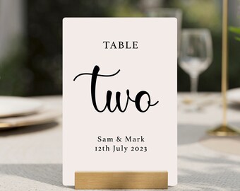 Personalized Gold Foiled Wedding Table Numbers: A5/A6 Size