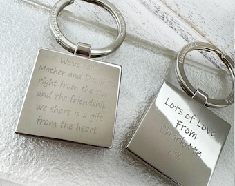 Engraved Mother Daughter Keyring: Personalized Metal Alloy Gift