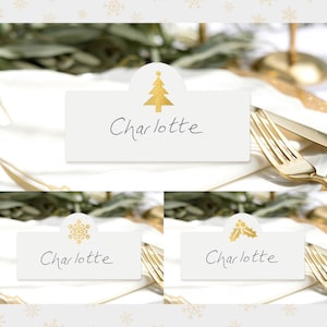 Segnaposto natalizi in lamina d'oro per eventi festivi, segnaposto per il giorno di Natale, segnaposto per pasti in famiglia, segnaposto per occasioni festive