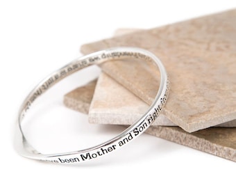 Mother and Son Inspirational Message Bangle, Sentimental Gift, Friendship Bangle, Gift For Mum, Mothers Day, Personalised Jewellery