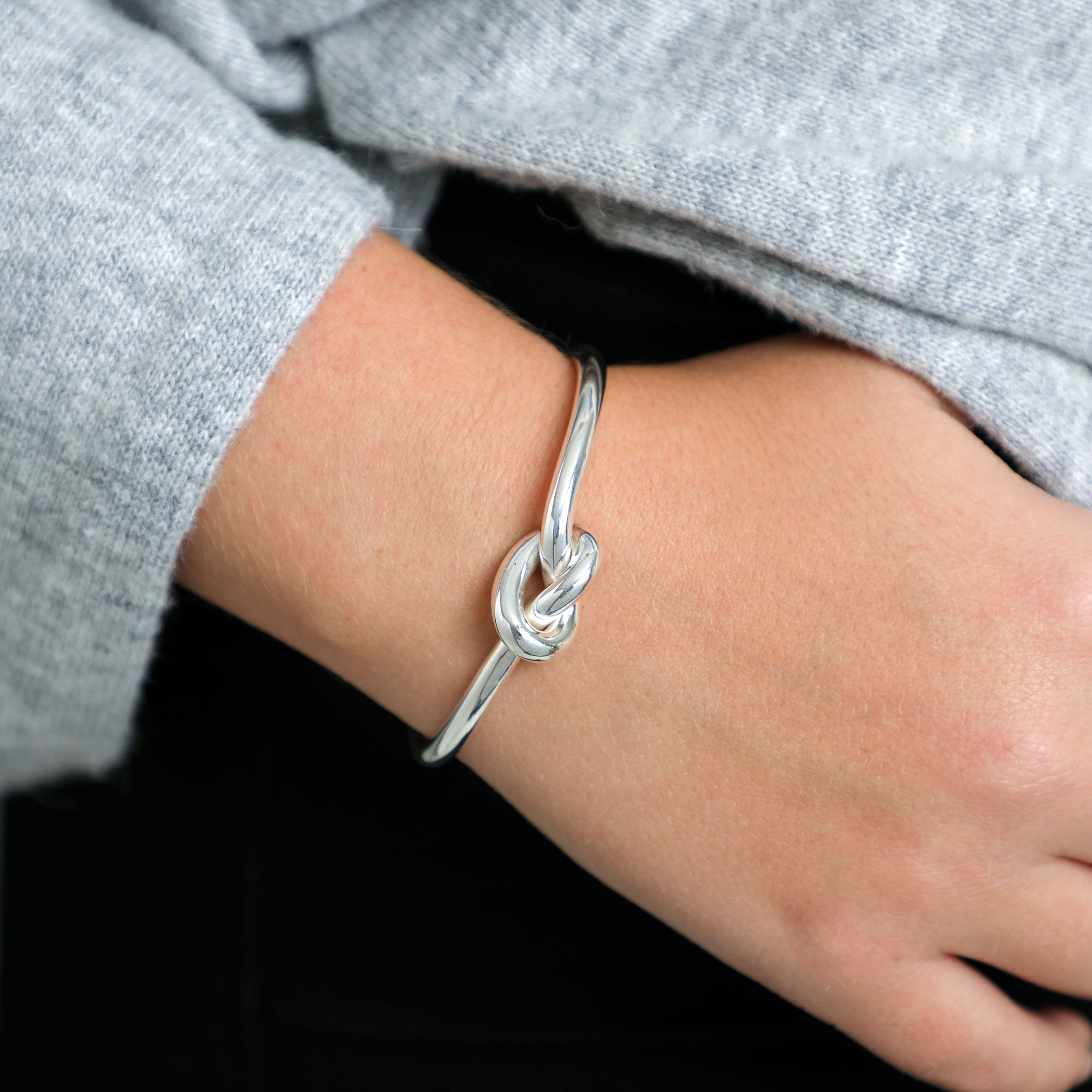 Friendship Knot Sterling Silver Knot Bangle, Silver Cuff Friendship Knot Sterling Silver Knot Bangle, Silver Cuff