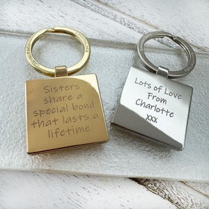 Sister Square Keyring, Sisters personalised keyring, sister keyring, sister Gift, sister bond keyring