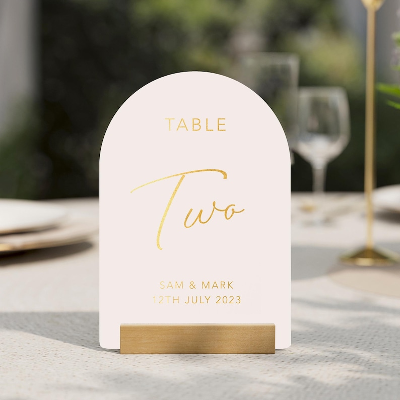 Arched Personalised Wedding table numbers, Seating numbers, table numbers image 7