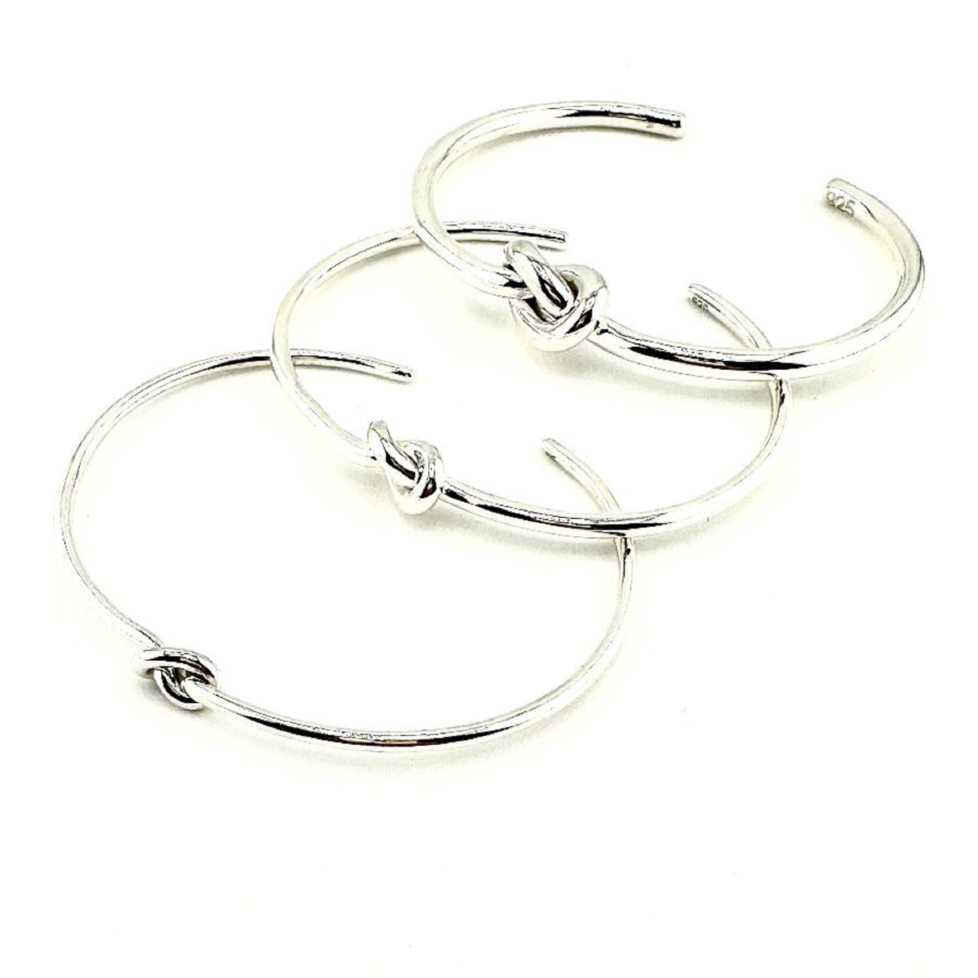 Friendship Knot Sterling Silver Knot Bangle, Silver Cuff Friendship Knot Sterling Silver Knot Bangle, Silver Cuff