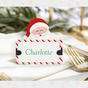 Tarjetas personalizadas de lugar de Navidad de Santa, tarjetas de nombre de lugar, tarjetas de lugar festivo, decoración de mesa de Navidad, decoración de fiesta de Navidad,