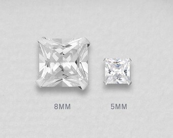 Boucles D'oreilles Clous Zircon Cubique (CZ) Solitaires - Finition Argentée - Neuf Sans Emballage