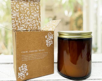 Wholesale Soy Wax Candle: Essential Oils, Brown Glass Jar, Gift Box