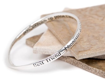 Best Friend Inspirational Sentimental Message bangle, Quote Jewellery, Friendship Gift, Gift For Her