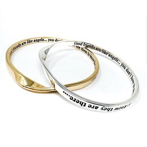 天使のインスピレーションと感傷的な引用文のバングル、天使と羽、守護天使、遠く離れた友人、メッセージジュエリー 画像 6