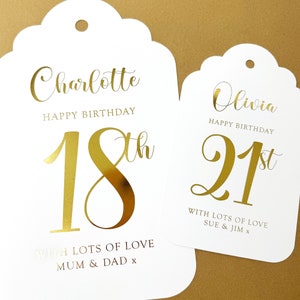 Goldfolierter Jumbo, großer und standardmäßiger personalisierter Geschenkanhänger, personalisierte Geschenkanhängerkarte für jedes Geburtstagsalter Bild 6