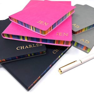 Rainbow Personalised Notebook, Rainbow Personalised Journal, multicoloured rainbow featured edge notebook , LUXURY JOURNAL NOTEBOOK,