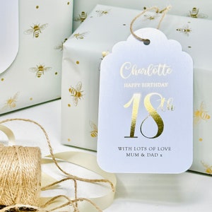 Goldfolierter Jumbo, großer und standardmäßiger personalisierter Geschenkanhänger, personalisierte Geschenkanhängerkarte für jedes Geburtstagsalter Bild 4