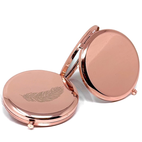 Miroir compact plume, miroir cosmétique, miroir de sac à main, cadeau pour soeurs, cadeau personnalisé