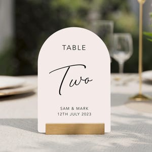 Arched Personalised Wedding table numbers, Seating numbers, table numbers image 1