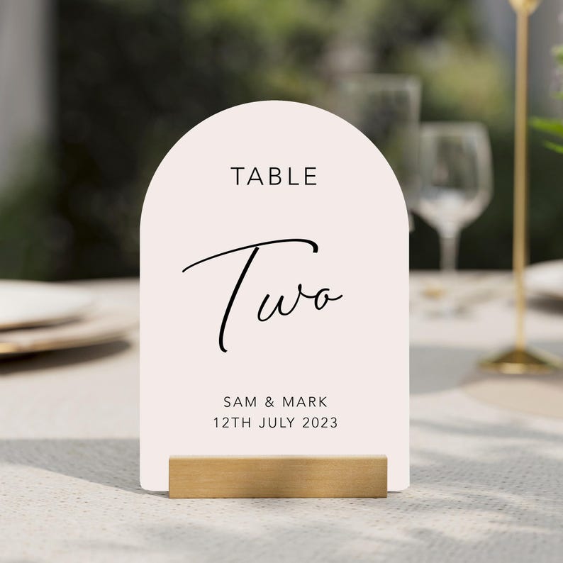 Arched Personalised Wedding table numbers, Seating numbers, table numbers image 1