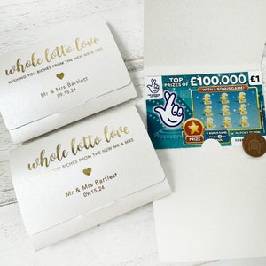 Porta biglietti della lotteria di lusso personalizzato, porta biglietti gratta e vinci per matrimonio in lamina d'oro perlato, bomboniera, porta biglietti della lotteria