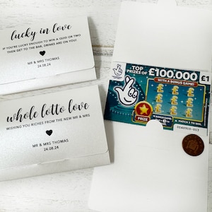 Porte-billets de loterie personnalisé, portefeuille de luxe nacré avec porte-cartes à gratter de mariage, cadeau de mariage, porte-billets de loterie