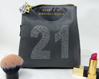 Borsa per il trucco per il 21° compleanno per ragazze, figlia, regalo di compleanno per 21 anni, idea regalo per amicizia, regalo per donne, migliori amici, bestie, borsa cosmetica, regalo per il