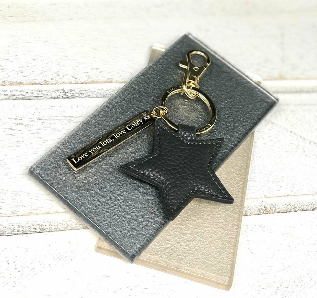 Stardesign Key Tag Personalized Faux Leather Star Keyring: Engraved Metal Star Bag Tag - Etsy