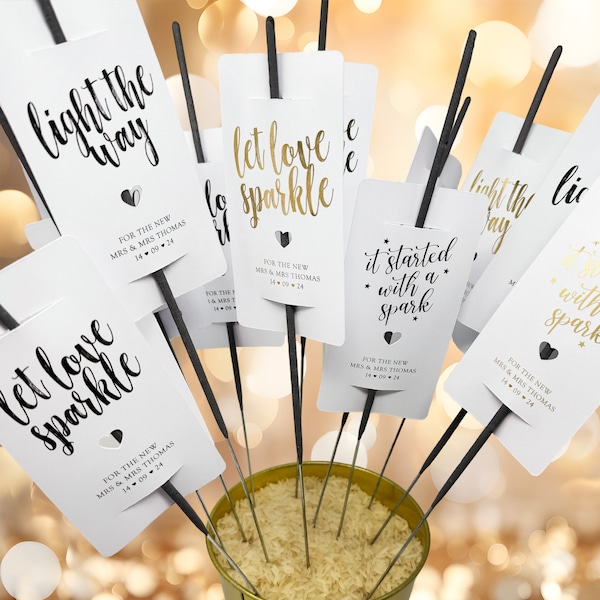 Wedding Sparkler Tag, Large size wedding sparkler tags, Personalised Card for Sparkler, Wedding Favour Sparkler, Sparkler Card, Sparkler Tag