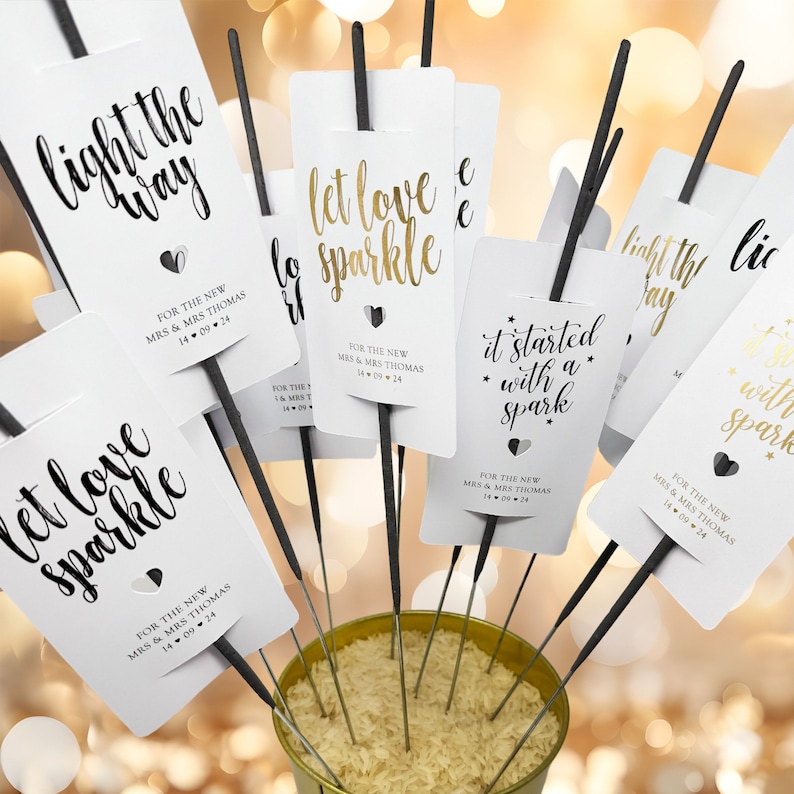 Wedding Sparkler Tag, Large size wedding sparkler tags, Personalised Card for Sparkler, Wedding Favour Sparkler, Sparkler Card, Sparkler Tag image 1