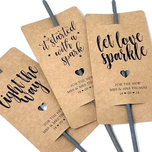 Etiqueta para bengalas de boda de papel kraft marrón, etiquetas para bengalas de boda de gran tamaño, tarjeta personalizada para bengalas, bengalas para recuerdo de boda, tarjeta con bengalas