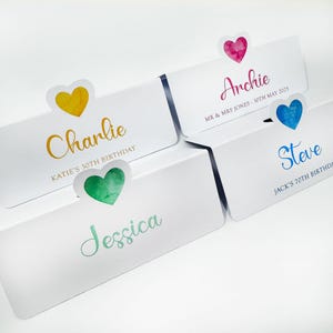 Aquarel plaatskaarten voor evenementen, plaatskaarten voor bruiloften, namen van plaatskaarten, tafeldecoratie, babyshower