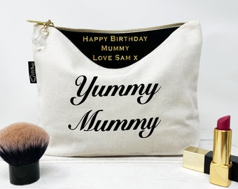 Yummy Mummy Cosmetic Bag, hidden message,  custom make up bag, custom toiletry bag