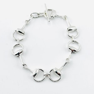 Silver Horse Snaffle Bit T-Bar Fastening Bracelet