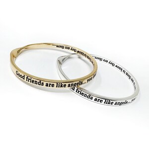 天使のインスピレーションと感傷的な引用文のバングル、天使と羽、守護天使、遠く離れた友人、メッセージジュエリー 画像 5