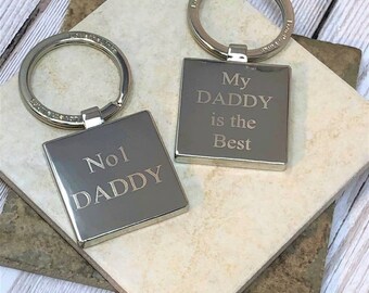 Dad Square Personalised Keyring - Fathers Day Gift - Daddy Keyring - Daddy Gift - Personalised Gift