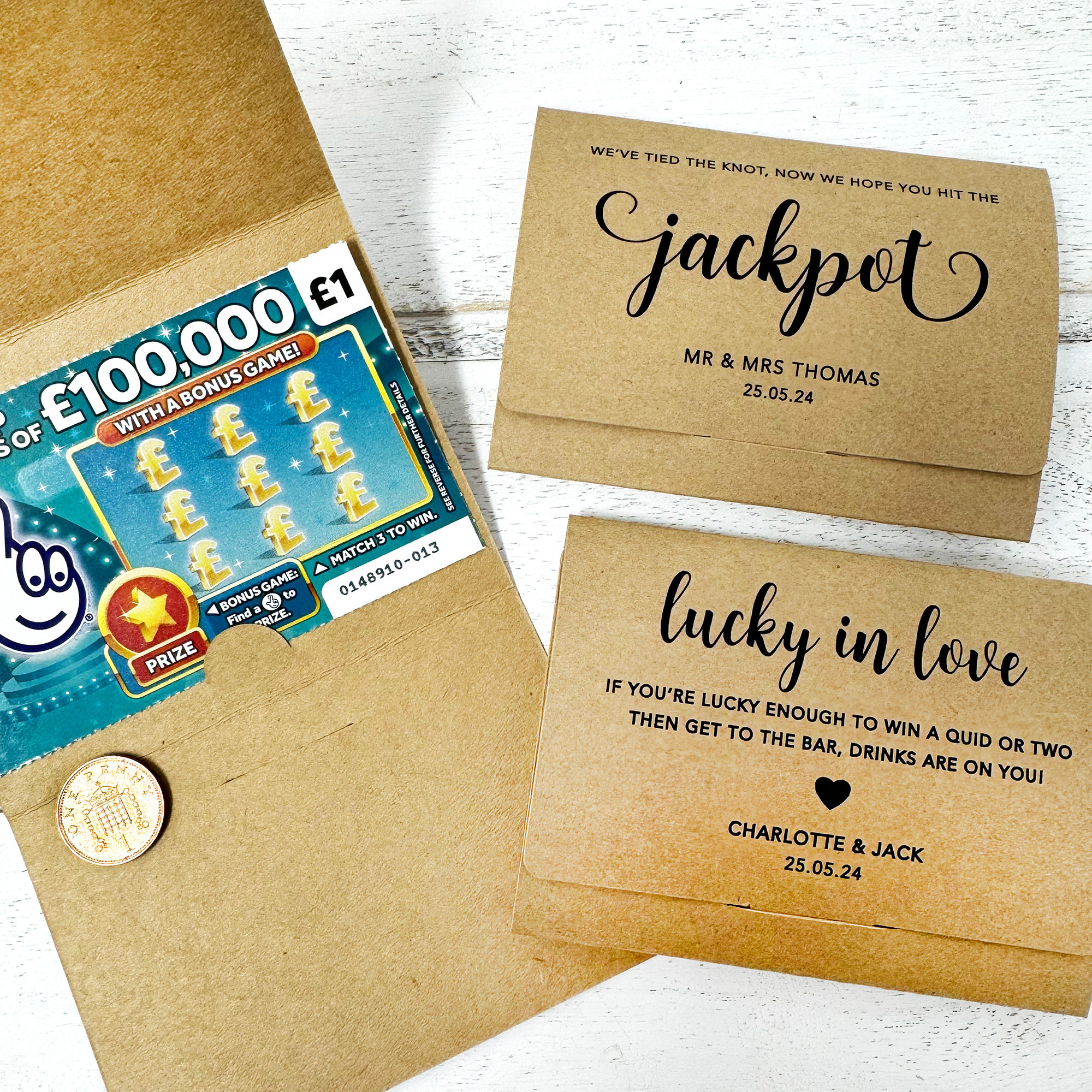 Personalized Wedding Favor: Kraft Lottery Ticket Holder Wallet - Etsy