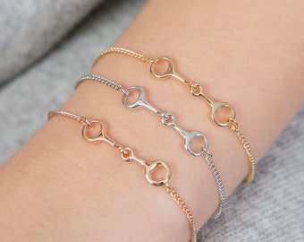 Trensenarmband, Trensenarmband, Trensenarmband, Schmuck für Pferdeliebhaber, Silber und Roségold