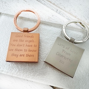 Good Friends Are Like Angels... Square Keyring, Friend personalised keyring, friendship keyring, Friendship Gift