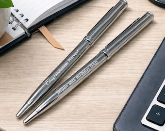 Slimline Personalised Pen, Ballpoint Pen, Teachers Gift, Fathers Day Present, Office Supplies, School, University