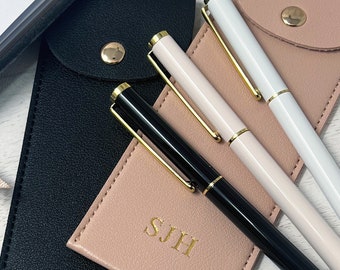 Ballpoint  pen, Personalised pen pouch, Monogrammed pen pouch , vegan leather, refillable, personalised pen, stationery corporate gift