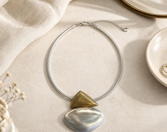 Two coloured shapes statement necklace