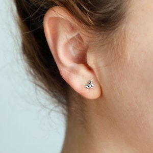 Cute Small Bunny Rabbit Silver Stud Earrings