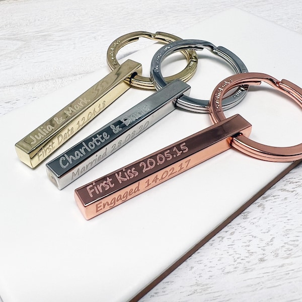 Special Dates, Engagement, Wedding Gift, Engagement gift, Personalised Special Dates Bar Keyring,  Important Dates Keyring, Wedding Gift