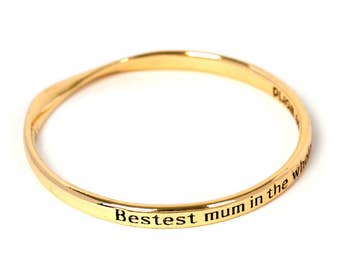 SLIGHTLY IMPERFECT Bestest Mum Message Bangle, Mothers Day, Gift For Her, Mother Daughter, Mother Son, Best mum