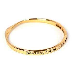 Slight seconds Bestest Sisters Inspirational Sentimental Bangle, Quote Bracelet, Sister Gift, Family & Friends, Silver plated Bracelet