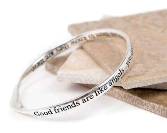 Angels Inspirational Sentimental Quote Bangle, Angels & Feathers, Guardian Angles, Faraway Friends, Message jewellery