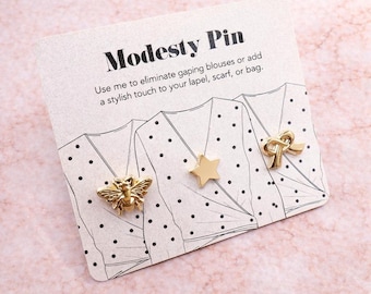 Modesty Pin Badge Set, Bee Pin, Star Pin, Rose Pin, Knot Pin, Heart Pin, Bow Pin, Gift for Mum, Gift for Her, Friend Gift, Pin Badge Set