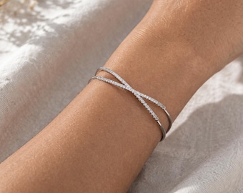 Sparkly Eternity Cuff Bangle: Glitz Fashion Jewelry