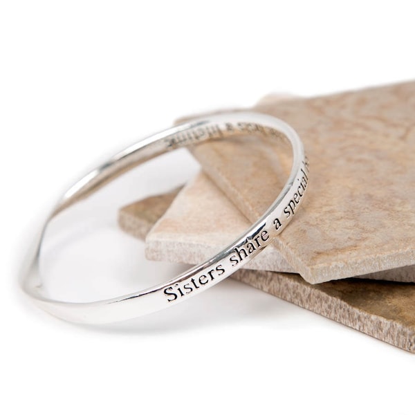 Sisters Bond Inspirational & Sentimental Message Bangle, Sister Gift, Family and Friendship